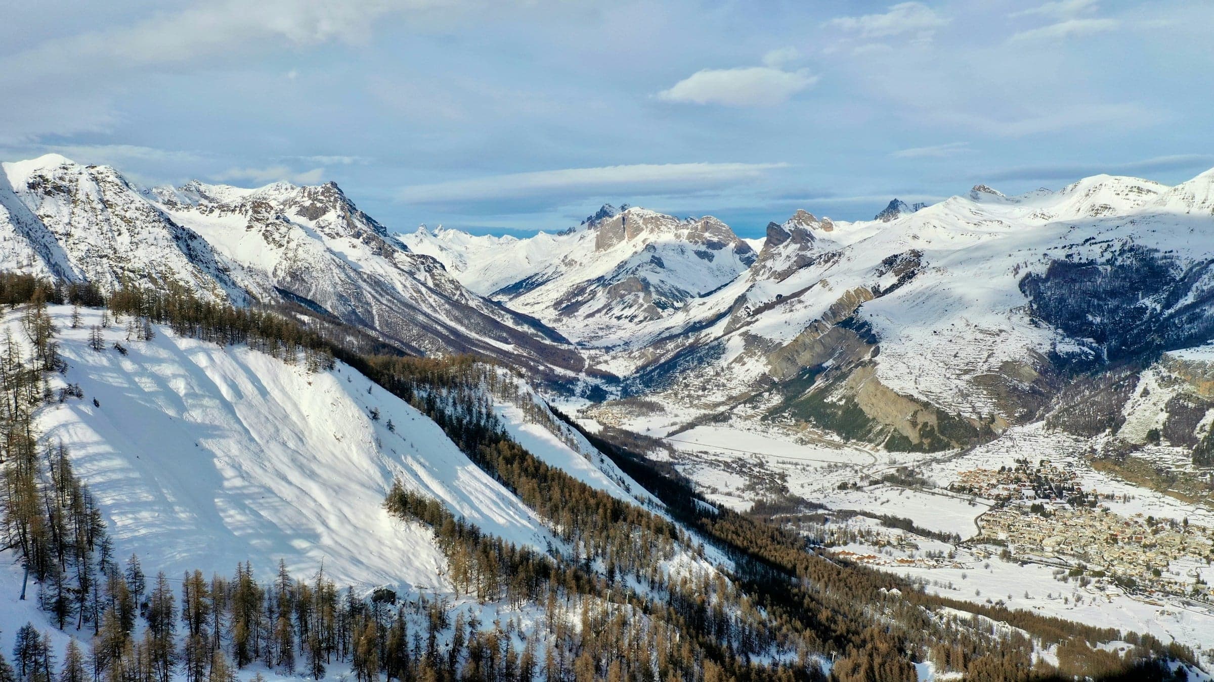 Snow-covered mountain above Serre Chevalier