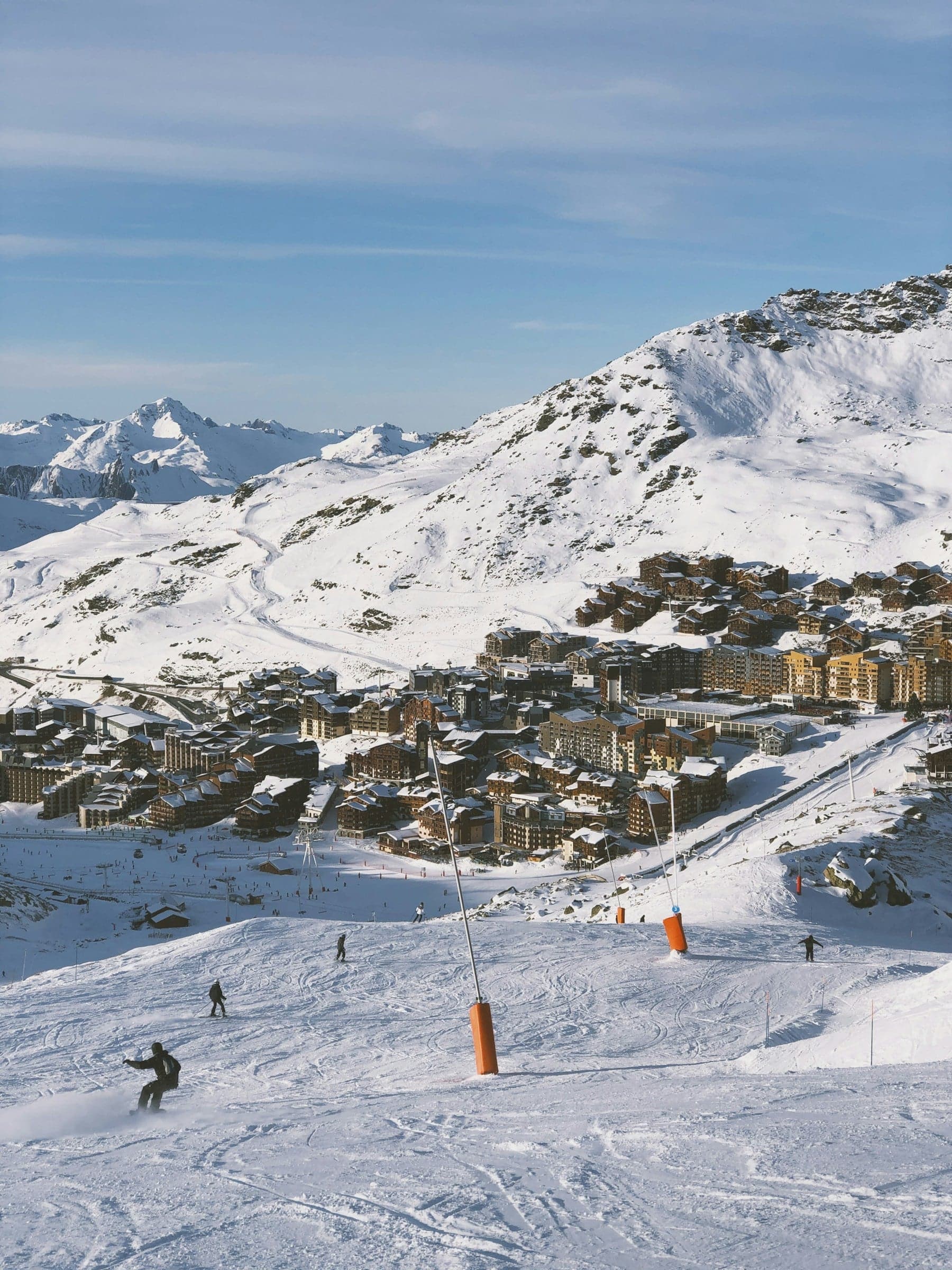 Aerial view of Val Thorens ski resort buildings