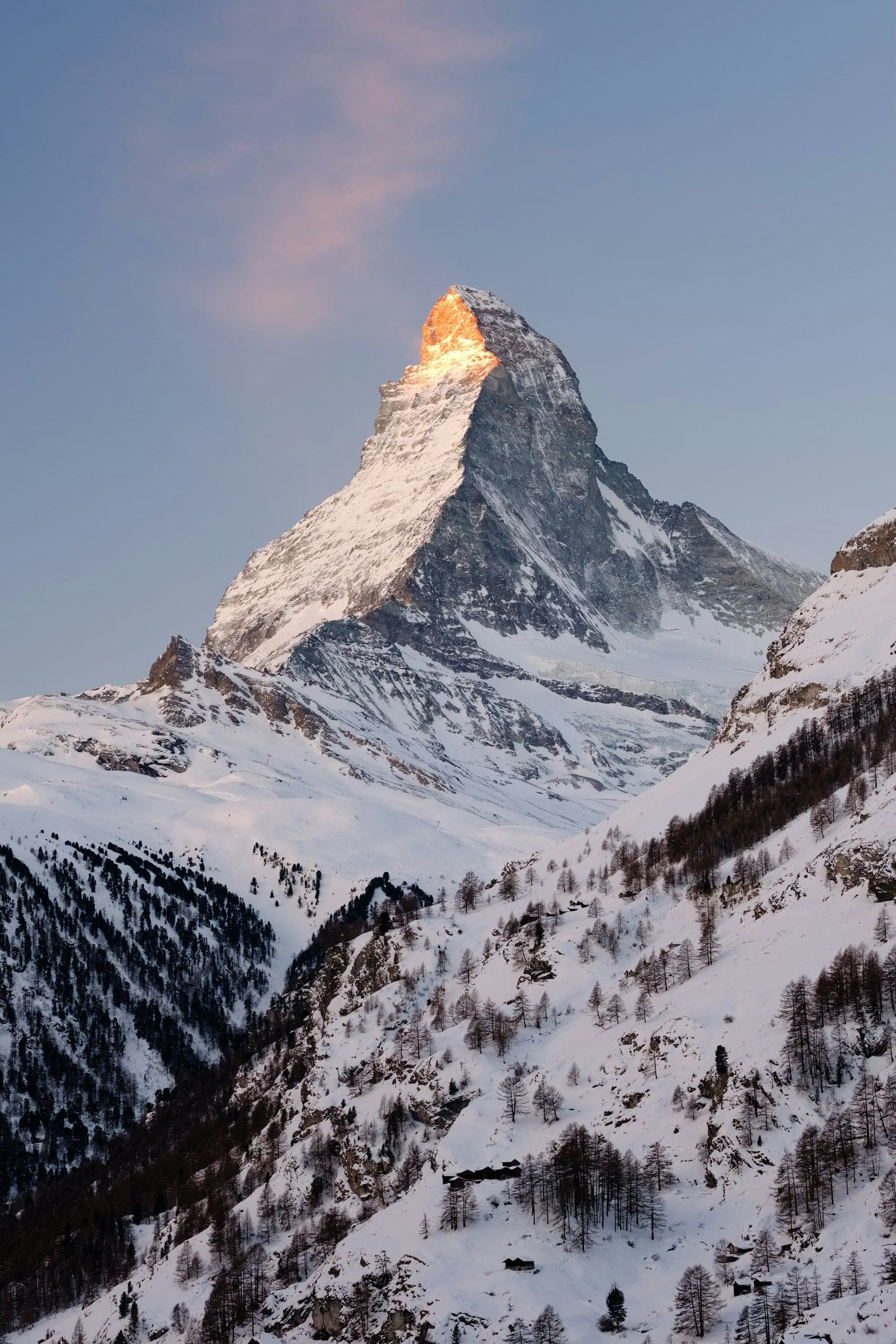 The Matterhorn at first light, seen from Zermatt