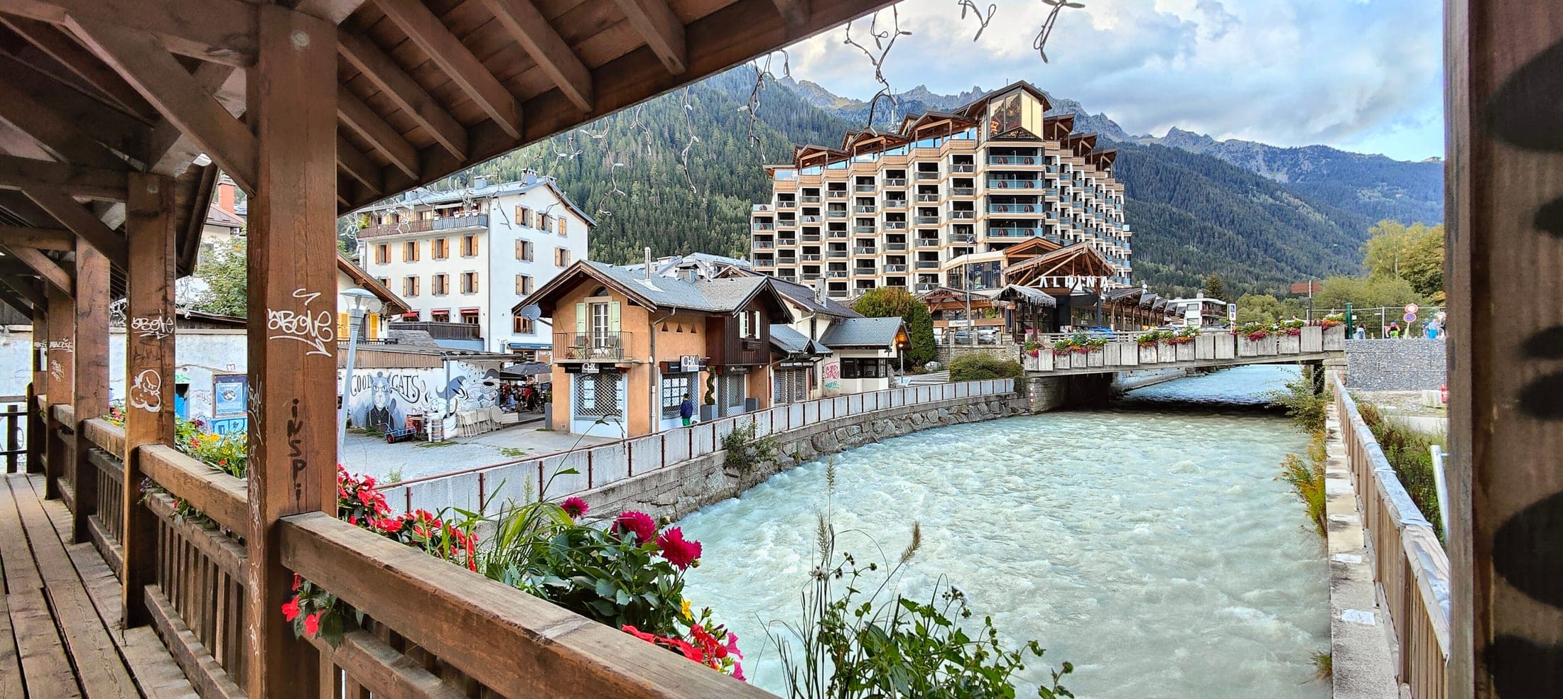 Chamonix-Mont-Blanc town in its valley, at 1,035 metres altitude