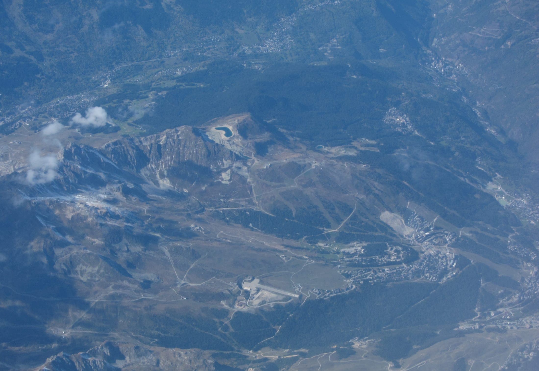 Aerial view of Courchevel ski resort in the French Alps