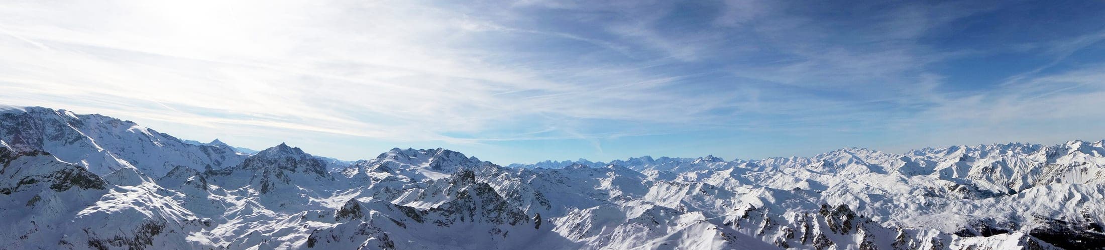 Panoramic view of Courchevel and the surrounding Trois Vallées mountains