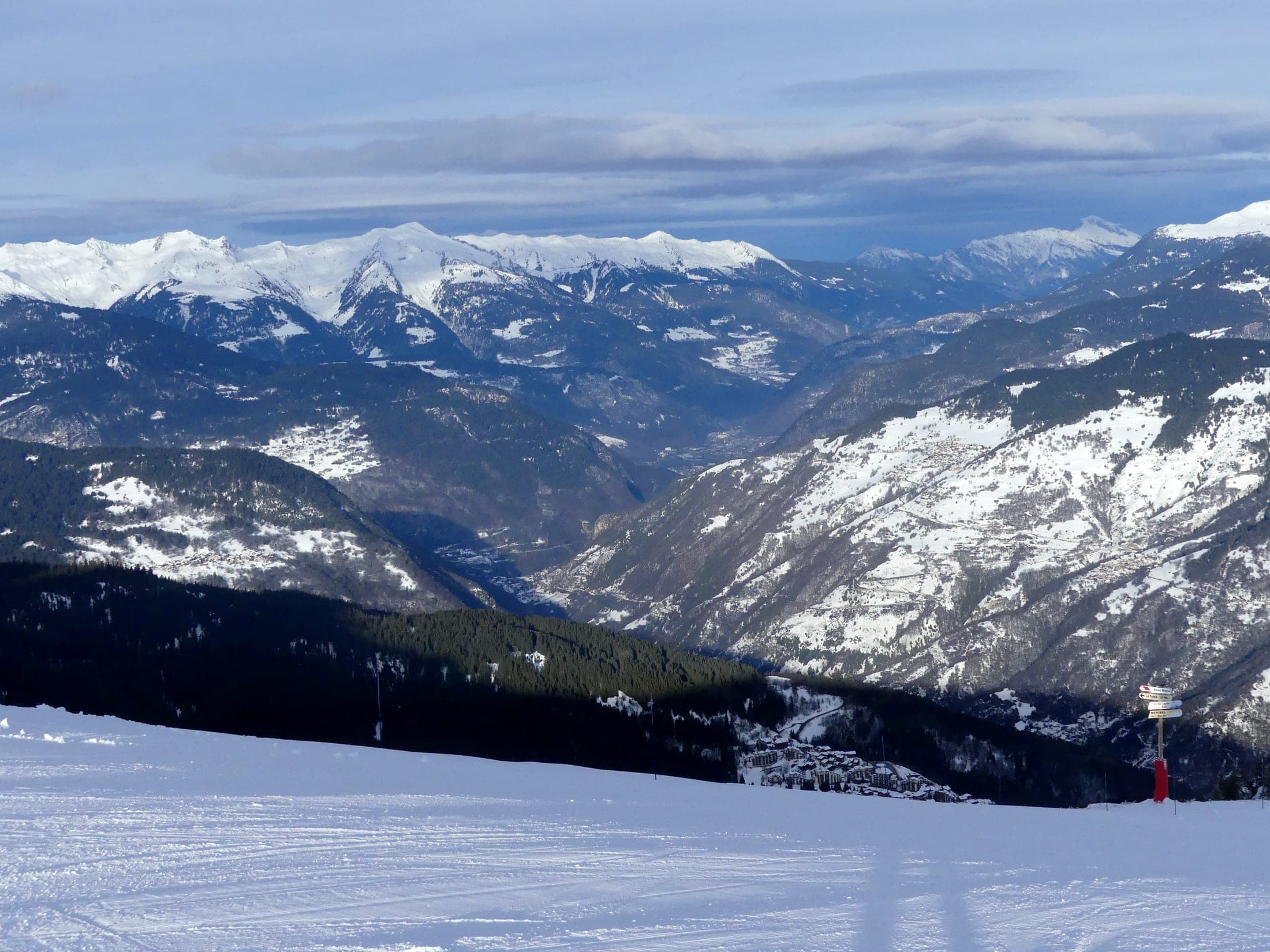 Winter sunrise over the Tarentaise valley seen from Courchevel