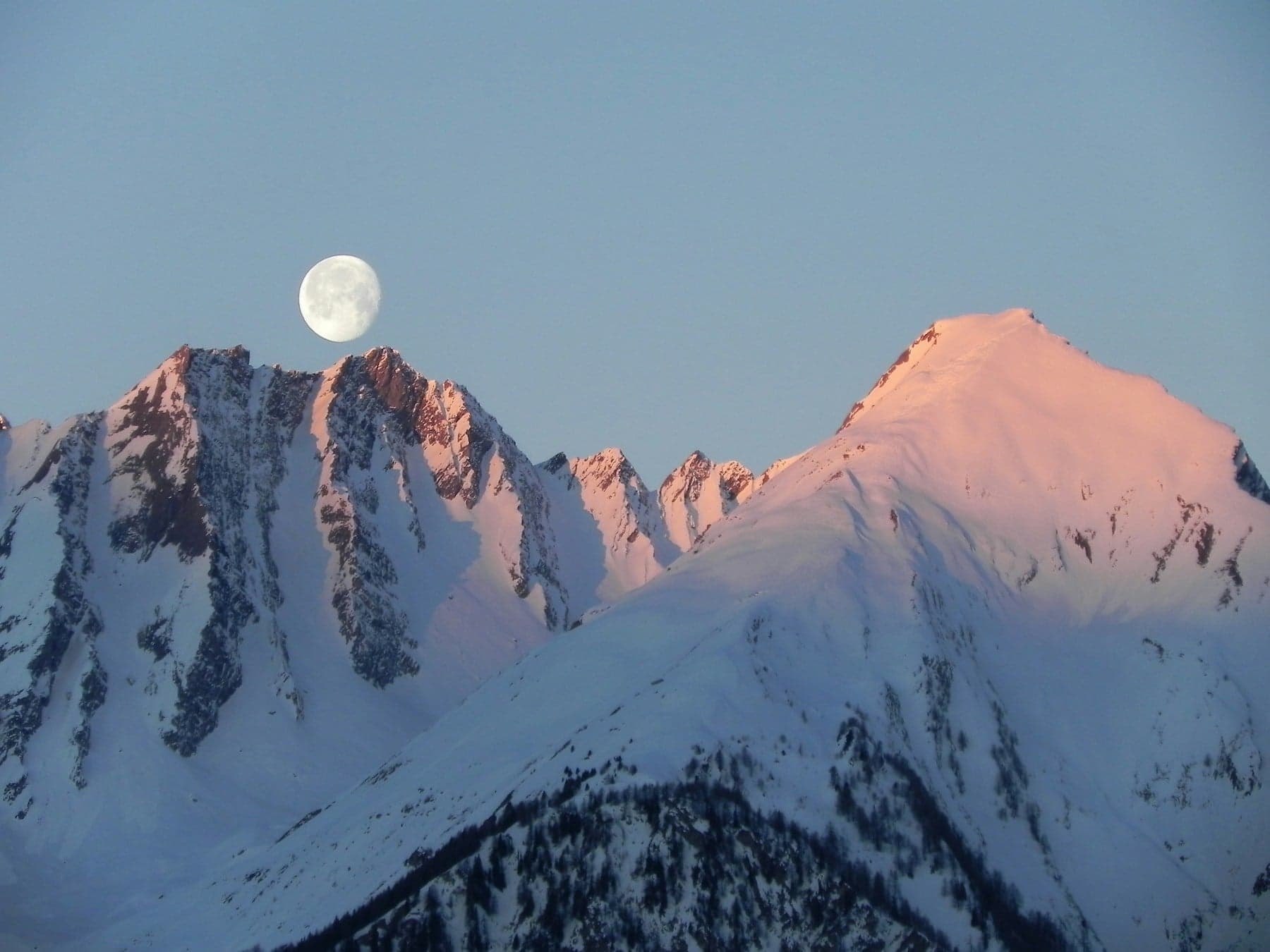 Moonrise over the Mont Blanc massif above Courmayeur