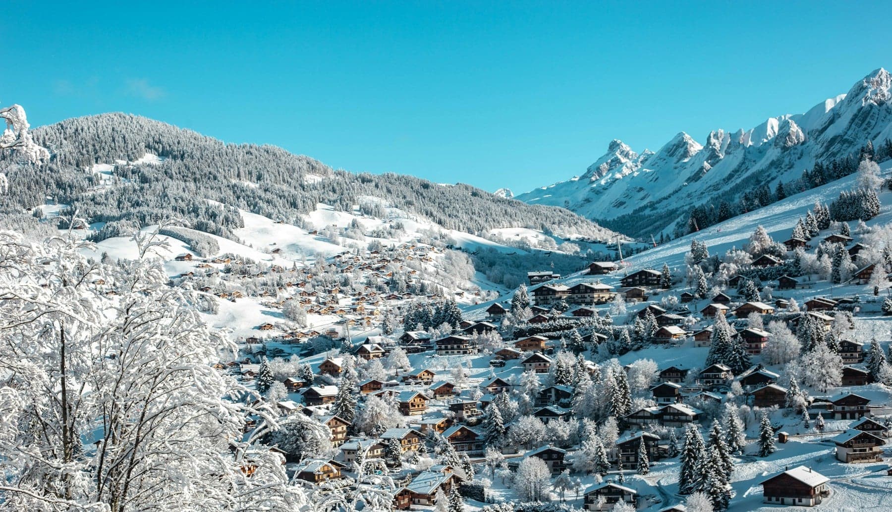 Snow-covered mountain above La Clusaz