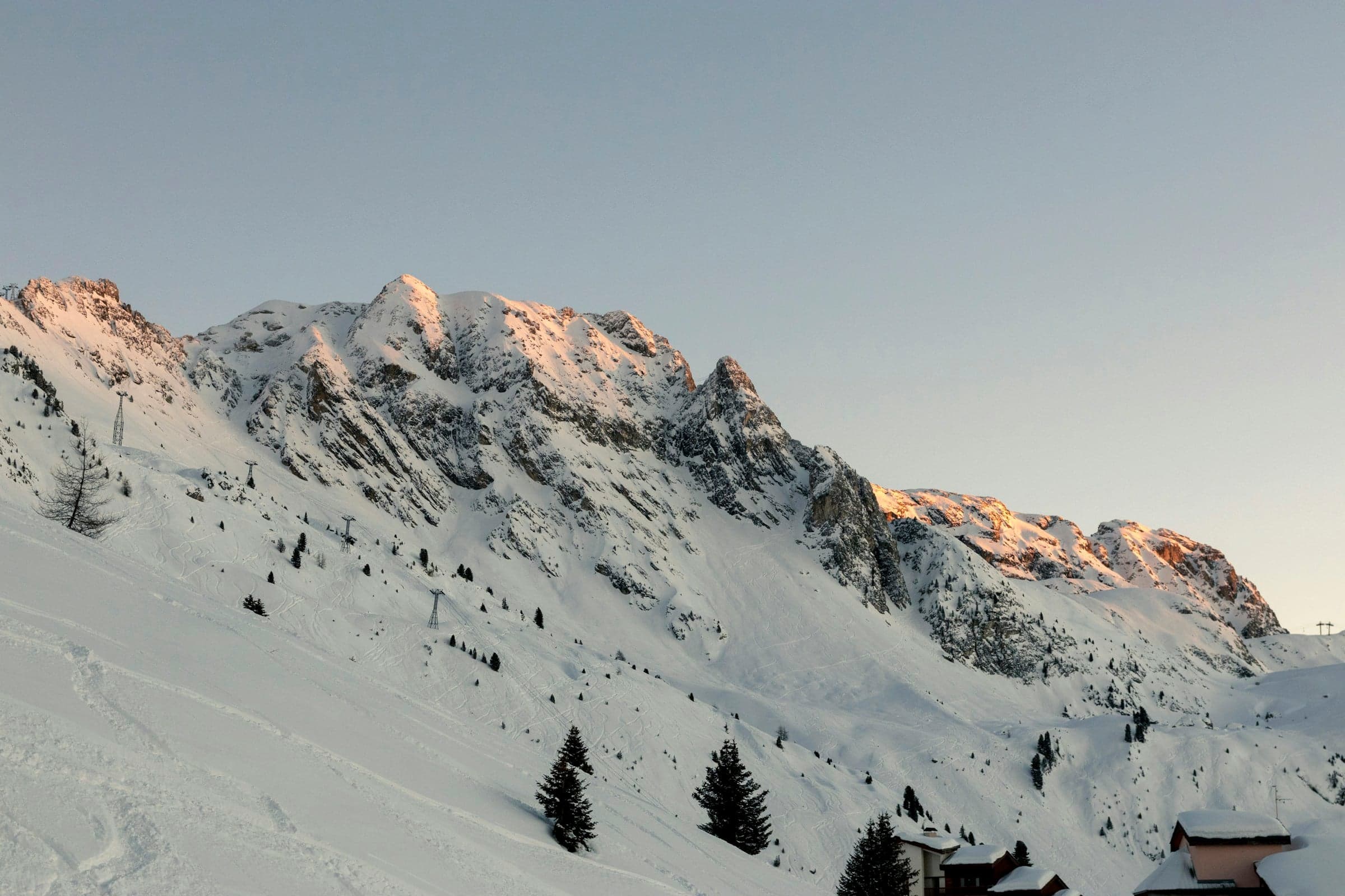 La Plagne Bellecôte mountain and chalet in winter