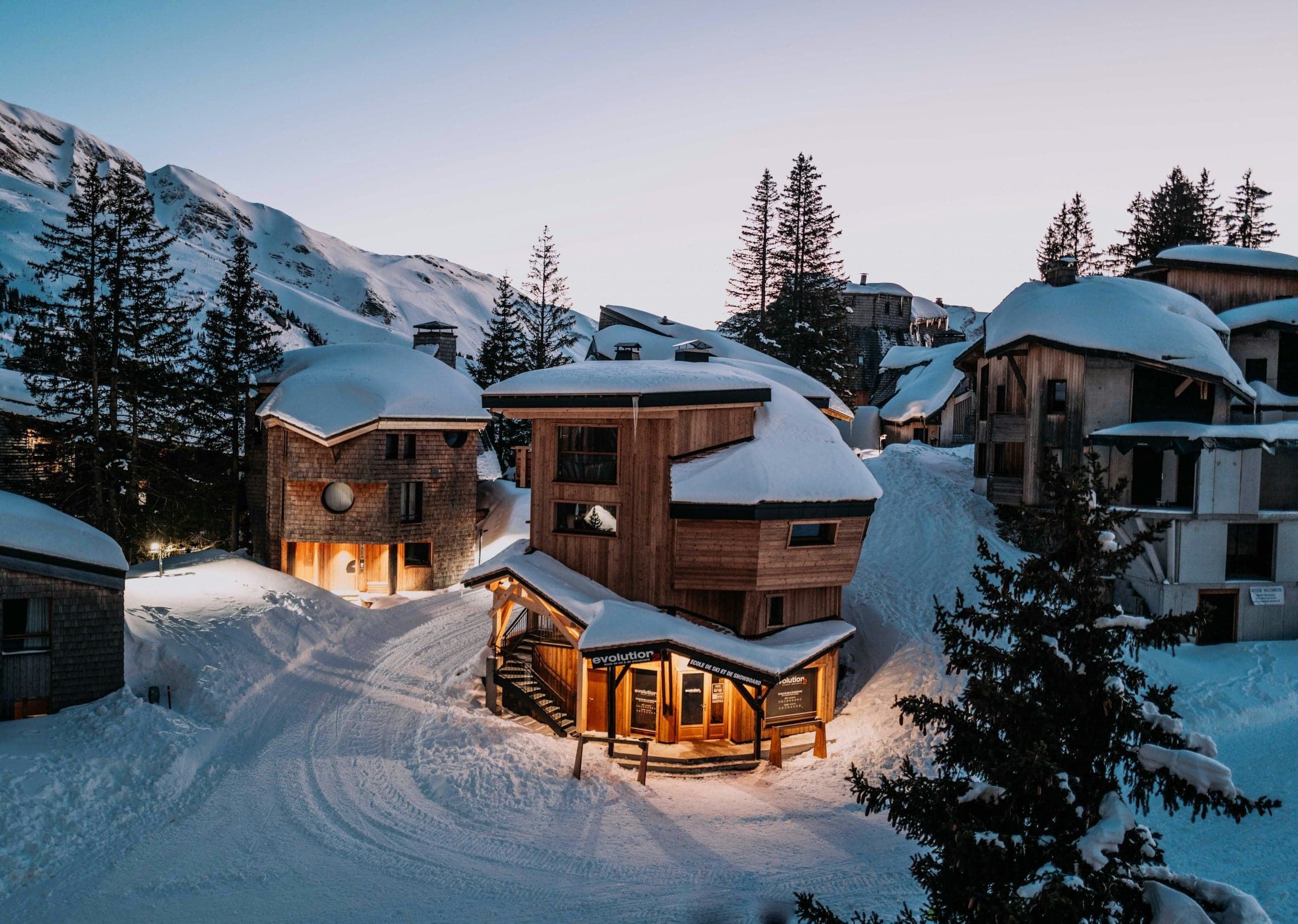 Snow-covered houses near Morzine and Avoriaz