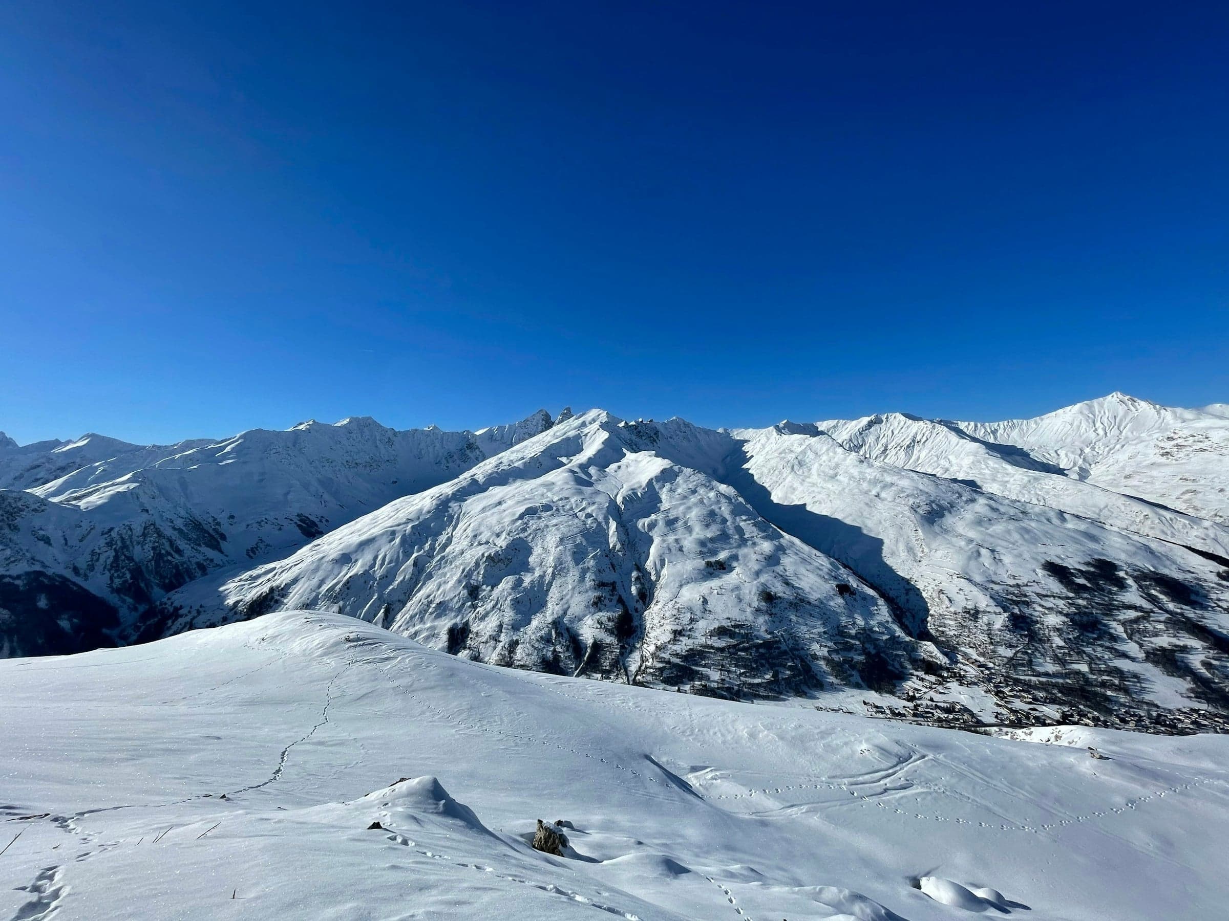Snow-covered mountain above Valloire