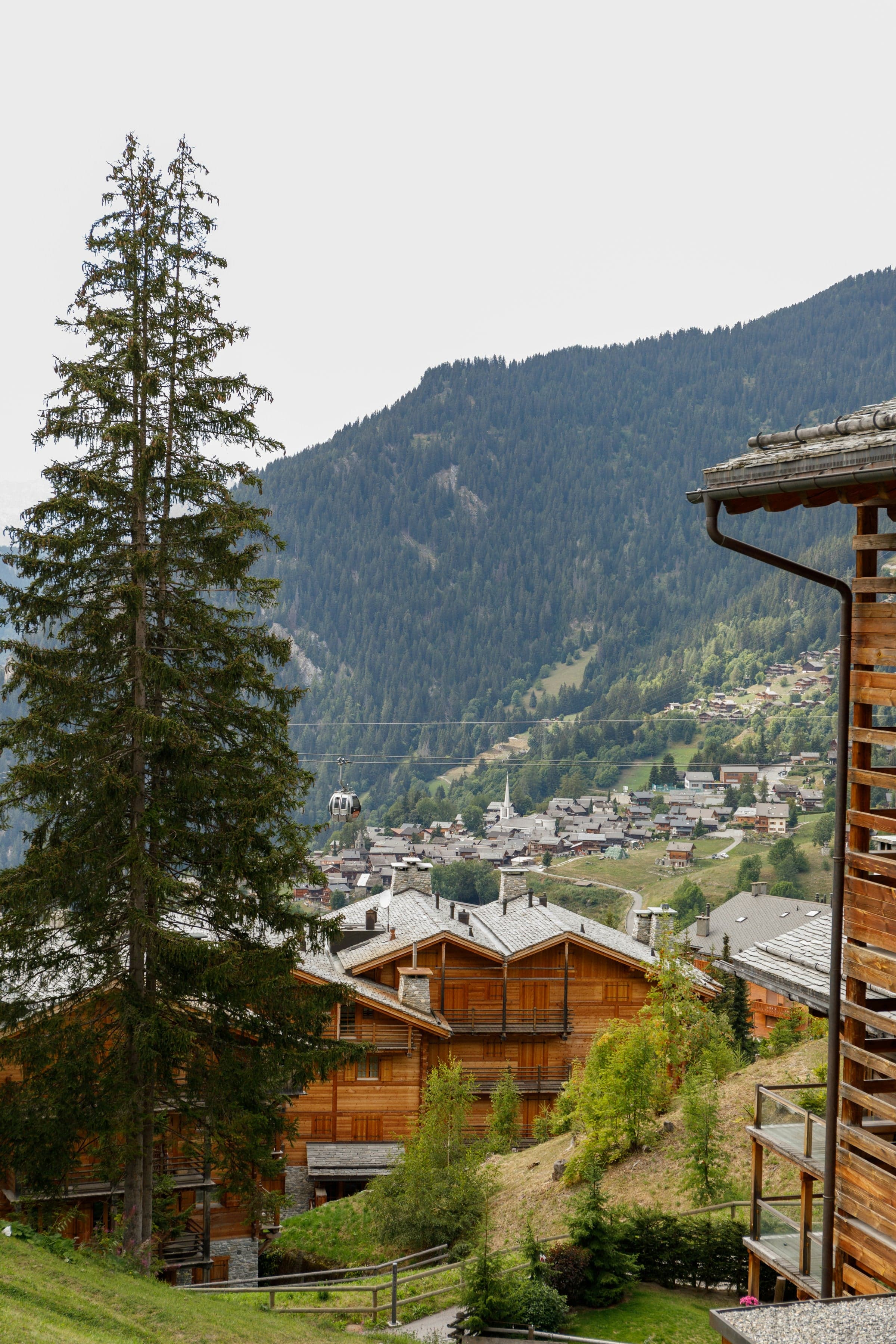 Verbier village with mountains behind