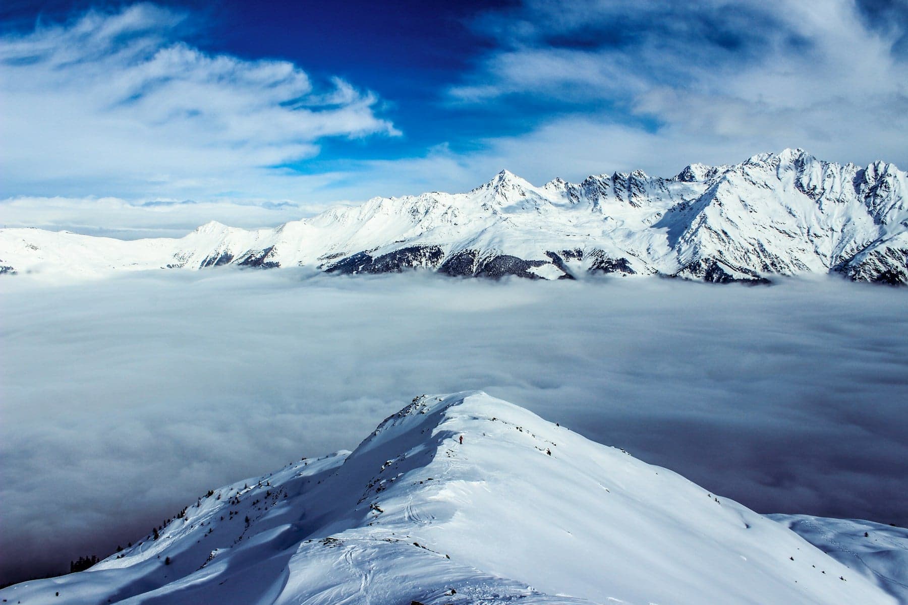 View above the clouds near Verbier